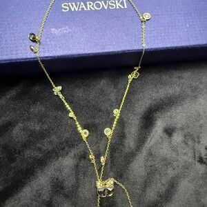 Swarovski Gold Necklace with Clear Crystals